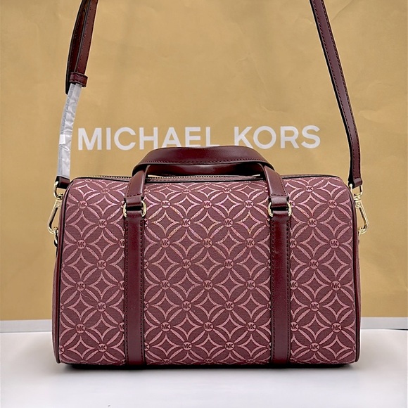 MICHAEL KORS JST TRAVEL MEDIUM DUFFLE SATCHEL SHOULDER CROSSBODY BAG MK OXBLOOD - Picture 6 of 15